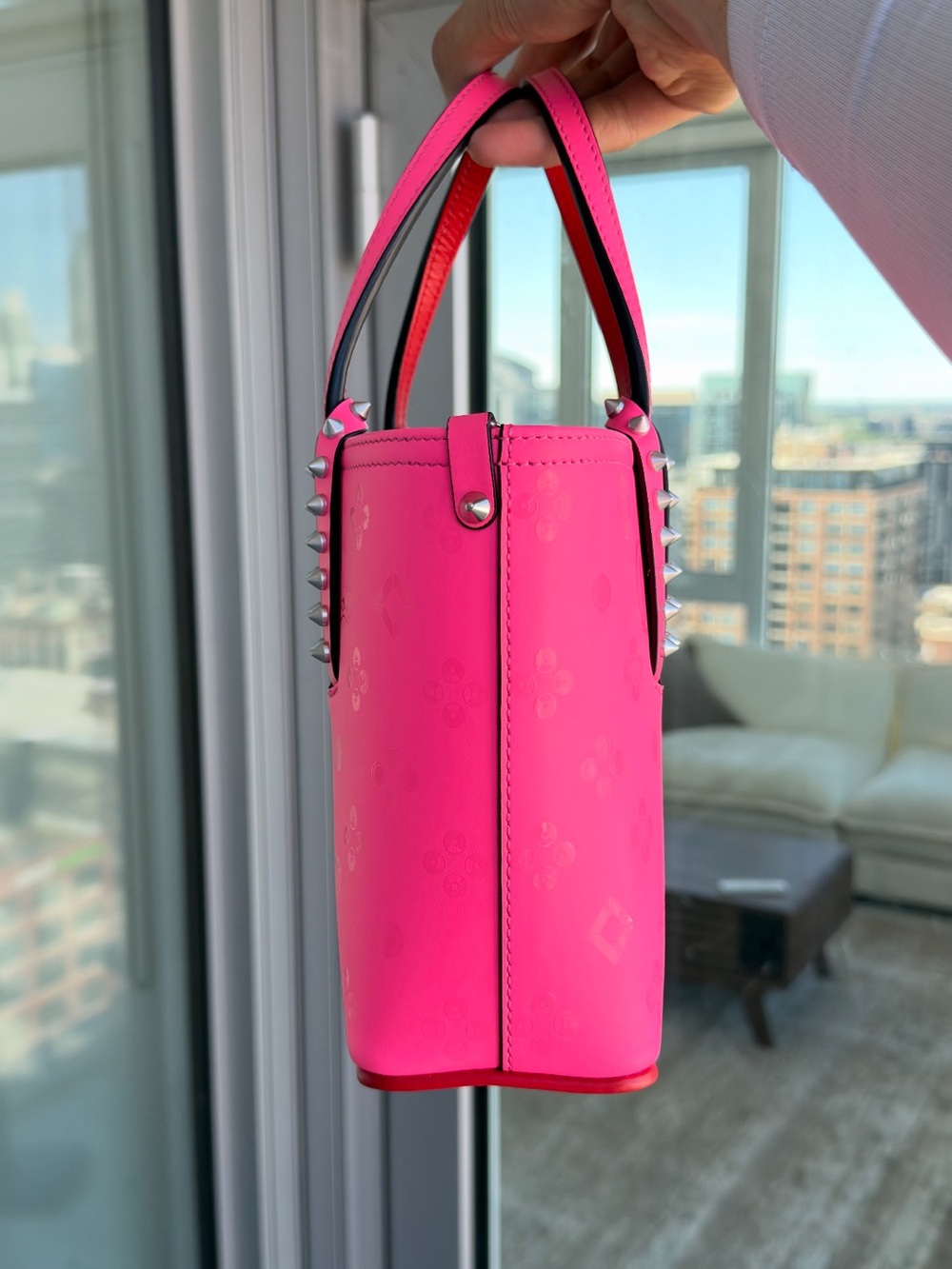 Originally $1550 🔥Christian Louboutin Cabata Pink Shoulder Bag Purse Tote - Picture 7 of 9